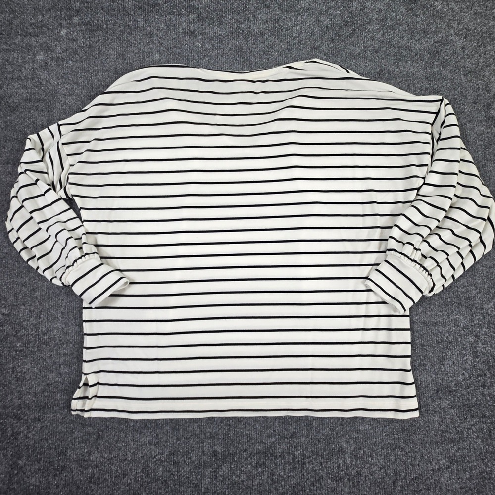 Cabi Top Womens Small White Black Striped V-Neck Drawstring 5746 - Picture 3 of 8